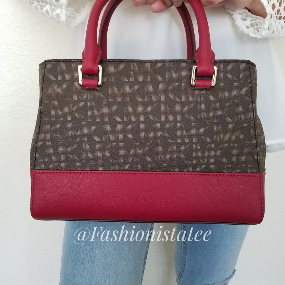 NWT MICHAEL KORS KELLEN BROWN CHERRY SATCHEL SMALL - Picture 4 of 8